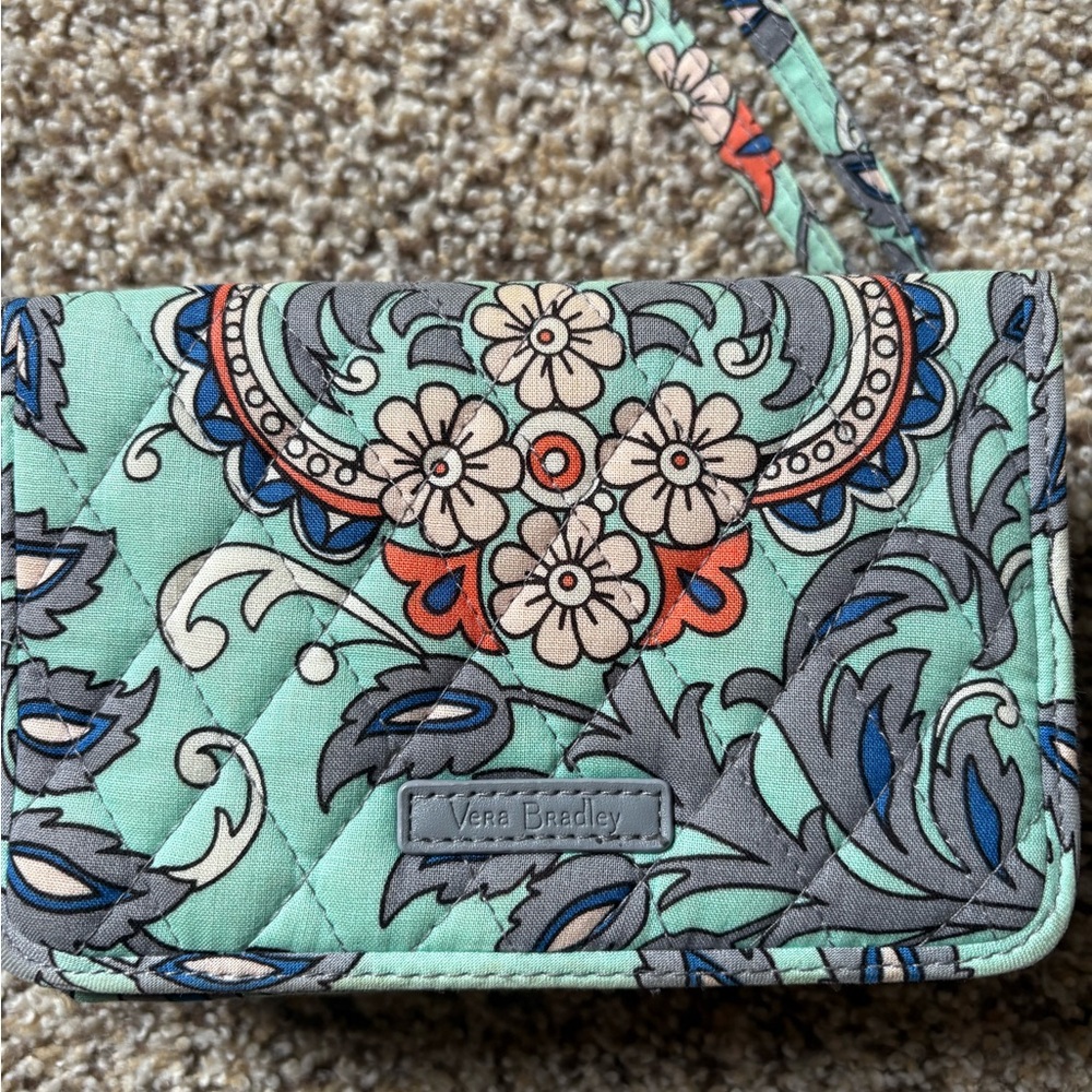 Vera Bradley Floral Crossbody Bag - Mint and Coral - Picture 2 of 6